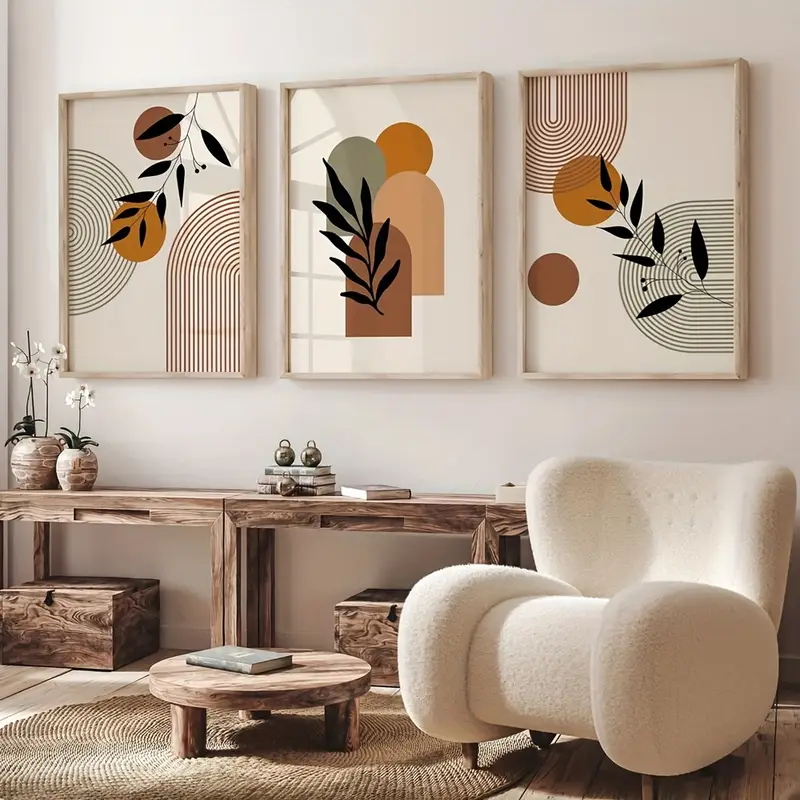 Plant Parenting - 3-teiliges Set Bohemian-Style Pflanzen- und Geometrie-Abstrakt-Poster,